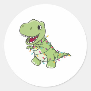 Dinosaur Christmas Snow Winter T-Rex Dino Classic Round Sticker