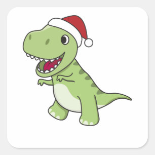 Dinosaur Christmas Snow Winter T-Rex Dino Square Sticker