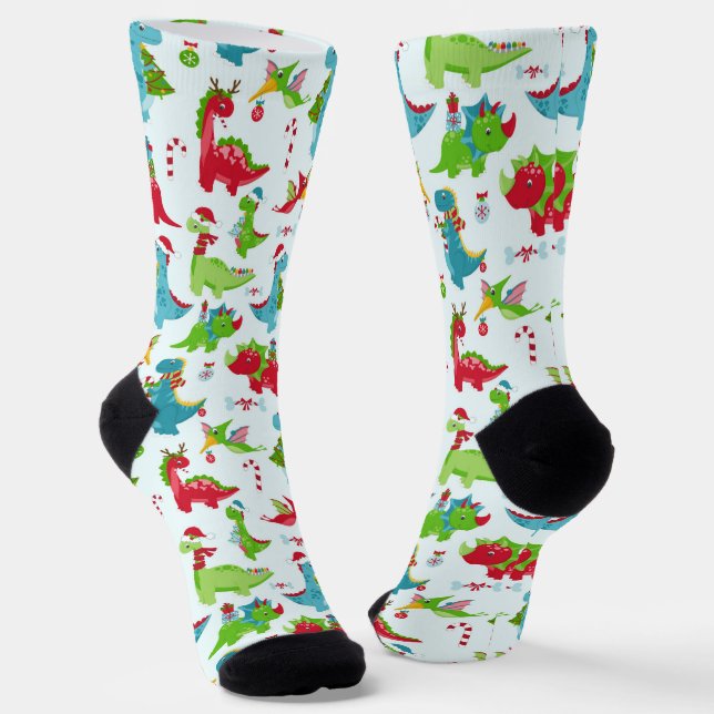 Dinosaur Christmas  Socks (Angled)