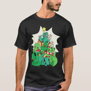 Dinosaur Christmas Tree Cartoons Holiday Tyrannosa T-Shirt