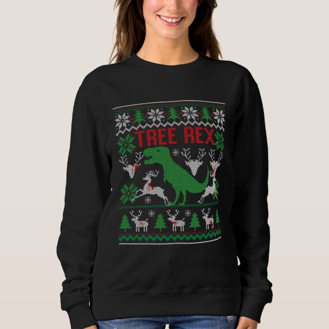 Dinosaur Christmas Tree  Christmas Sweatshirt (Front)