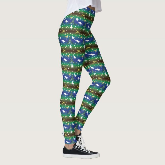 Dinosaur Christmas Tree Leggings (Right)