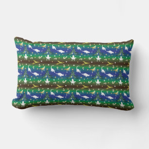 Dinosaur Christmas Tree Lumbar Pillow