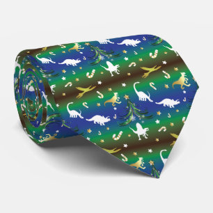 Dinosaur Christmas Tree Neck Tie