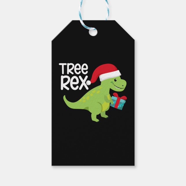 Dinosaur Christmas Tree Rex   Gift Tags (Front)