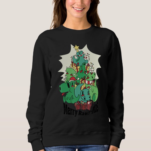 Dinosaur Christmas Tree Rex Idea Kids & Dino Xmas  Sweatshirt (Front)