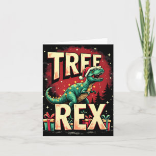 Dinosaur Christmas Tree Rex Men Boys Girls Xmas Li Card