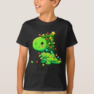 Dinosaur Christmas Tree Rex Pajamas Men Boys Xmas  T-Shirt