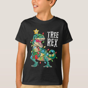 Dinosaur Christmas Tree Rex Pajamas Men Boys Xmas T-Shirt