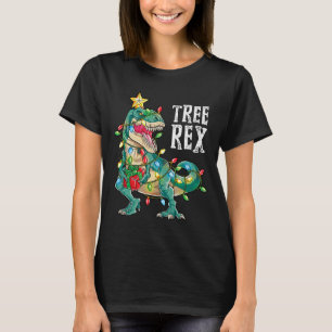 Dinosaur Christmas Tree Rex Pajamas Men Boys Xmas T-Shirt