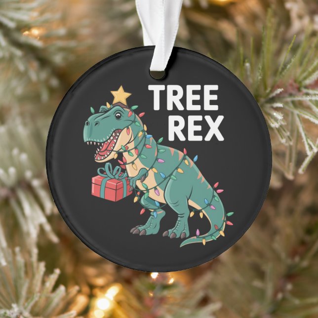 Dinosaur Christmas Tree Rex Pajamas Xmas Lights  Ornament (Tree)