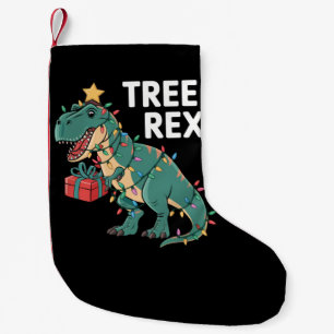 Dinosaur Christmas Tree Rex Pajamas Xmas Lights  Small Christmas Stocking