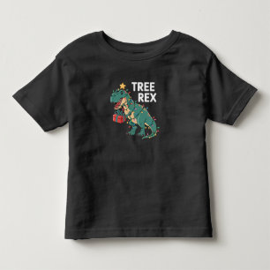 Dinosaur Christmas Tree Rex Pajamas Xmas Lights  Toddler T-shirt