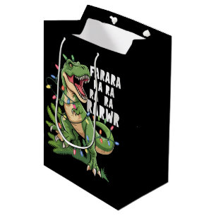 Dinosaur Christmas Tree Rex Xmas Gifts Medium Gift Bag