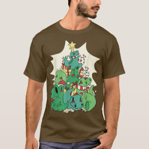 Dinosaur Christmas tree T Funny Xmas T-Shirt