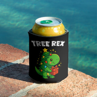 Dinosaur Christmas Tree T-Rex Cute Dino Xmas Party Can Cooler