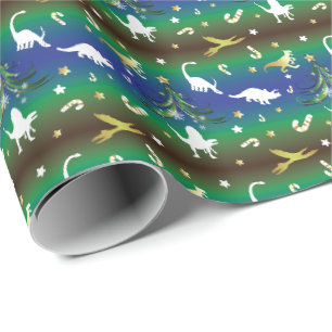 Dinosaur Christmas Tree Wrapping Paper