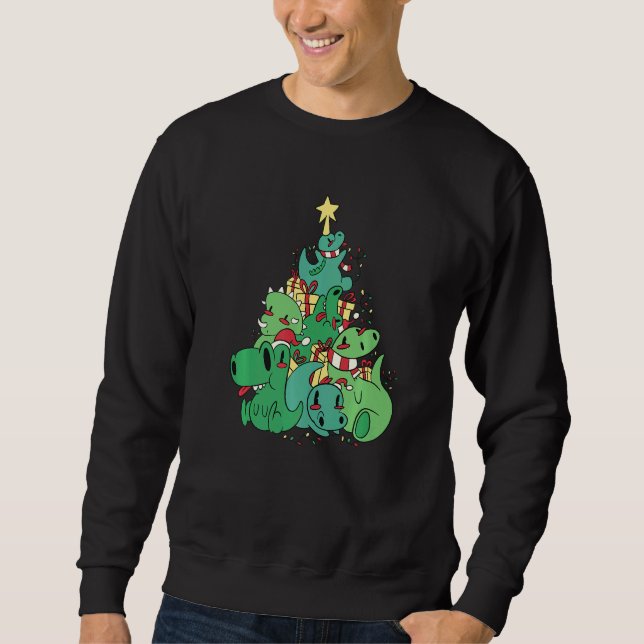 Dinosaur Christmas Tree Xmas Holidays Sweatshirt (Front)