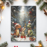 Dinosaur Christmas Tyrannosaur  Card<br><div class="desc">This design may be personalized in the area provided by changing the photo and/or text. Or it can be customized by clicking Personalize this Template and then choosing the click to customize further option and delete or change the color of the background, add text, change the text color or style,...</div>