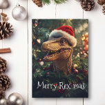 Dinosaur Christmas Tyrannosaur  Card<br><div class="desc">This design may be personalized in the area provided by changing the photo and/or text. Or it can be customized by clicking Personalize this Template and then choosing the click to customize further option and delete or change the color of the background, add text, change the text color or style,...</div>