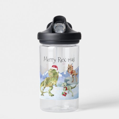 Dinosaur Christmas Tyrannosaur Raptor Merry Rex  Water Bottle
