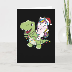 Dinosaur Christmas Unicorn Winter T-Rex Dino Card