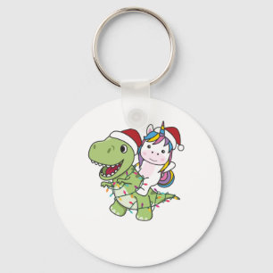 Dinosaur Christmas Unicorn Winter T-Rex Dino Keychain