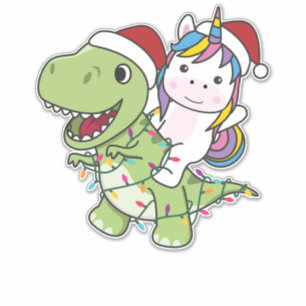 Dinosaur Christmas Unicorn Winter T-Rex Dino Sticker