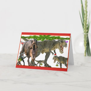 dinosaur christmas ver 2 holiday card