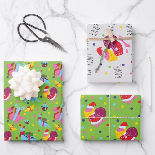 Dinosaur Christmas Wrapping Paper for Kids