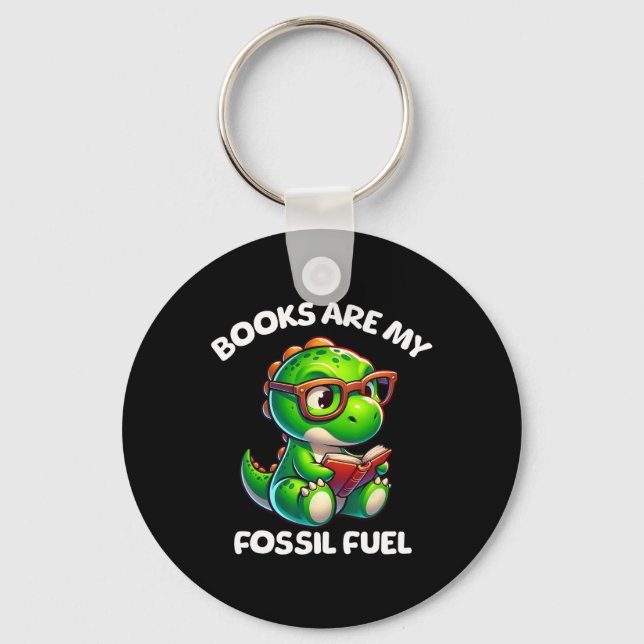 Dinosaur Ck To School Reading Books Funny Quote  Keychain (Front)