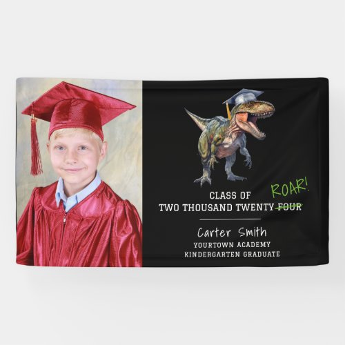 Dinosaur Class of 2024 Kids Graduation Photo Banner