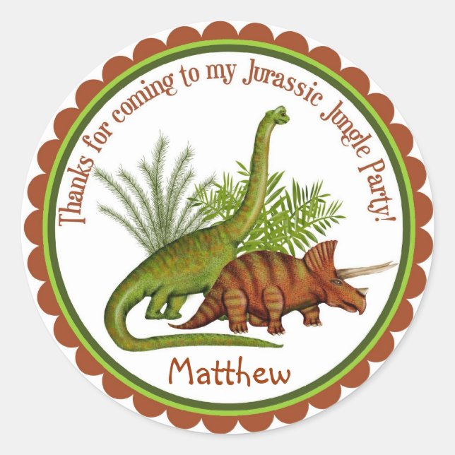 Dinosaur Classic Round Sticker (Front)