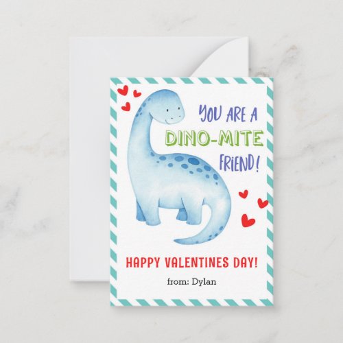 Dinosaur Classroom Mini Valentines Day Card Kids