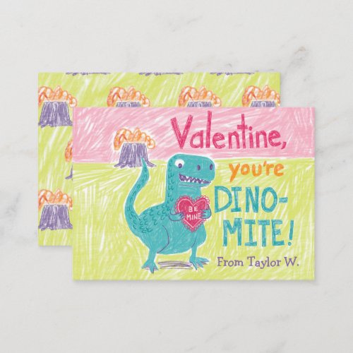 Dinosaur Classroom Valentine Note Card