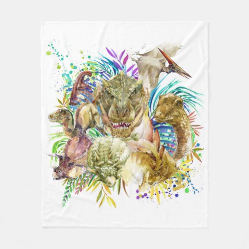 Dinosaur Collage Fleece Blanket