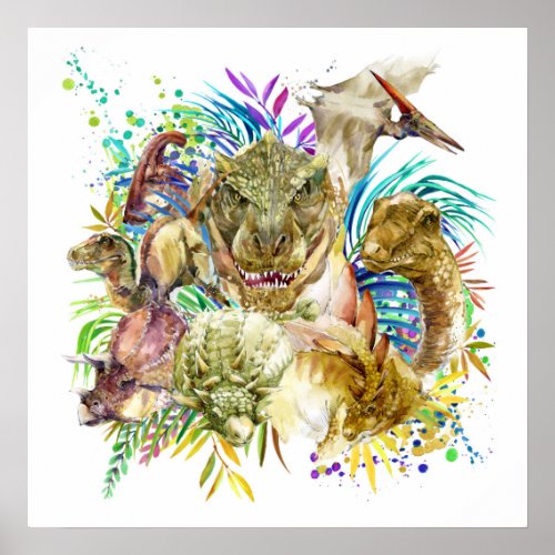 Dinosaur Collage Poster