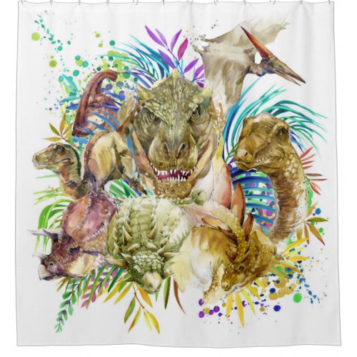 Dinosaur Collage Shower Curtain