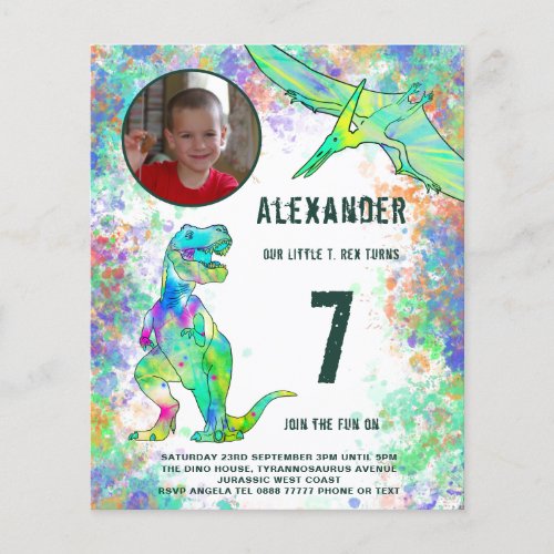 Dinosaur Colorful Birthday Party Budget Flyer