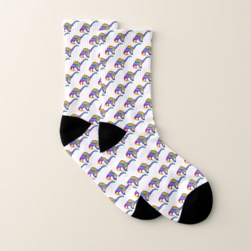 Dinosaur Colorful Brontosaurus pattern  Socks