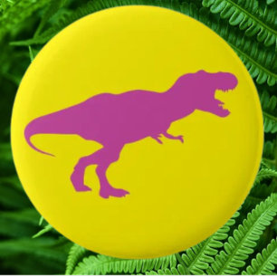 Dinosaur Colorful Yellow Button