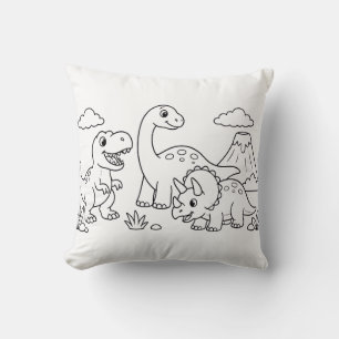 Dinosaur Coloring Book Pillow Kids Room Decor