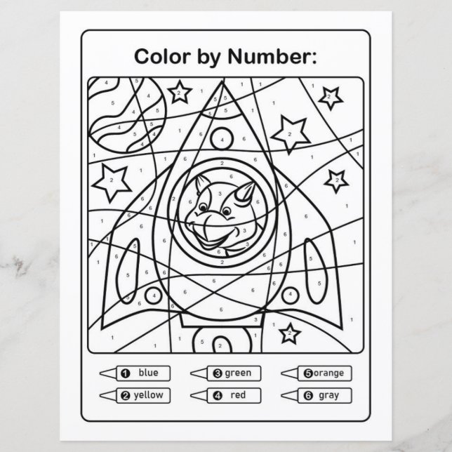 Dinosaur Coloring Page by number - Dino Astronaut (Front)