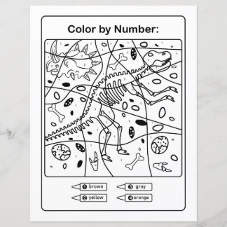 Dinosaur Coloring Page by number - Dino Skeleton