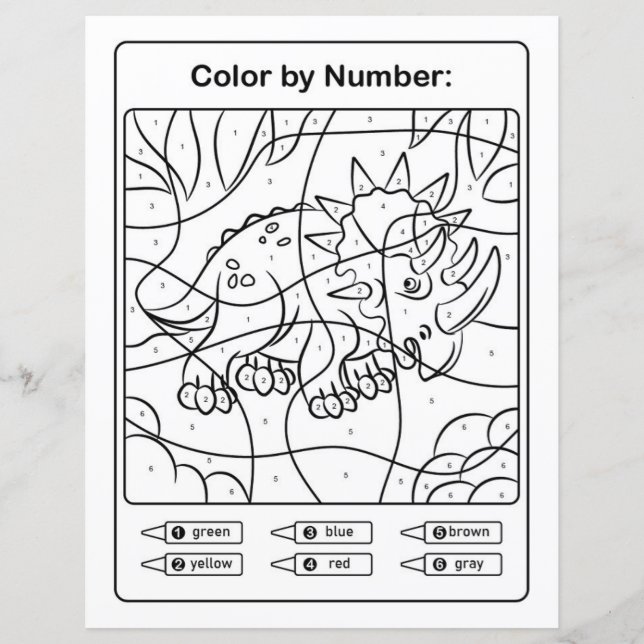 Dinosaur Coloring Page by number - Rhinoceratops (Front)