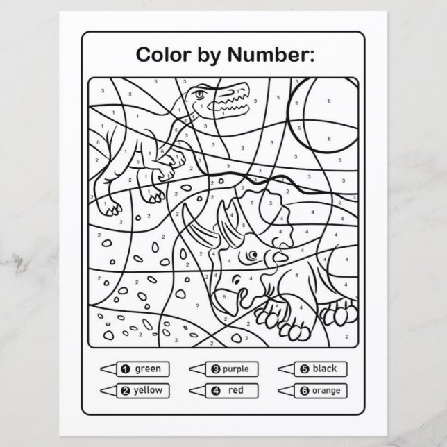 Dinosaur Coloring Page by number - Two Dinos (Front)