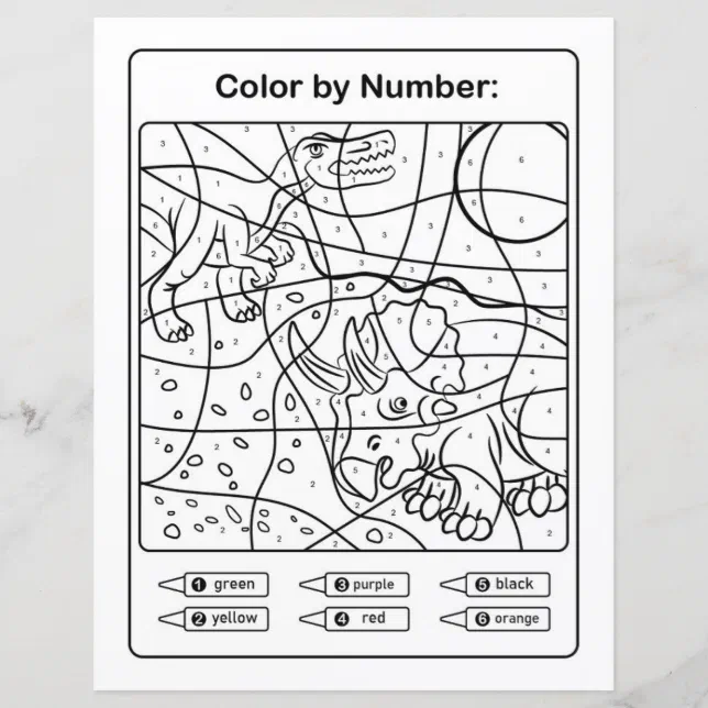 Dinosaur Coloring Page by number - Two Dinos | Zazzle