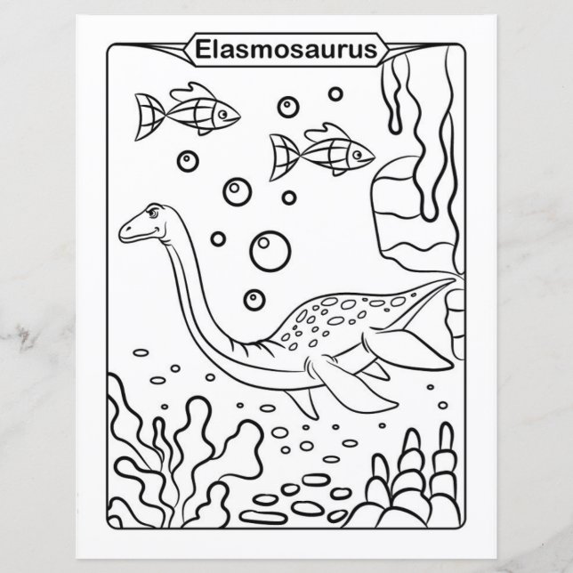 Dinosaur Coloring Page - Elasmosaurus (Front)