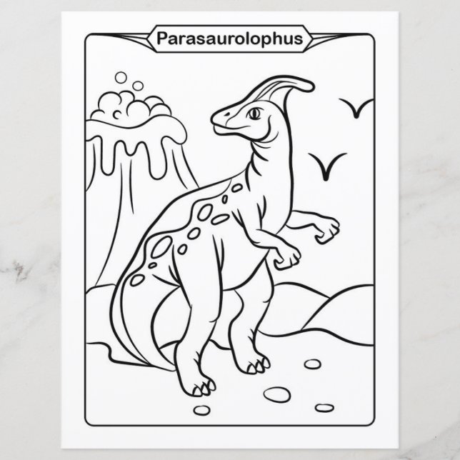 Dinosaur Coloring Page - Parasaurolophus (Front)