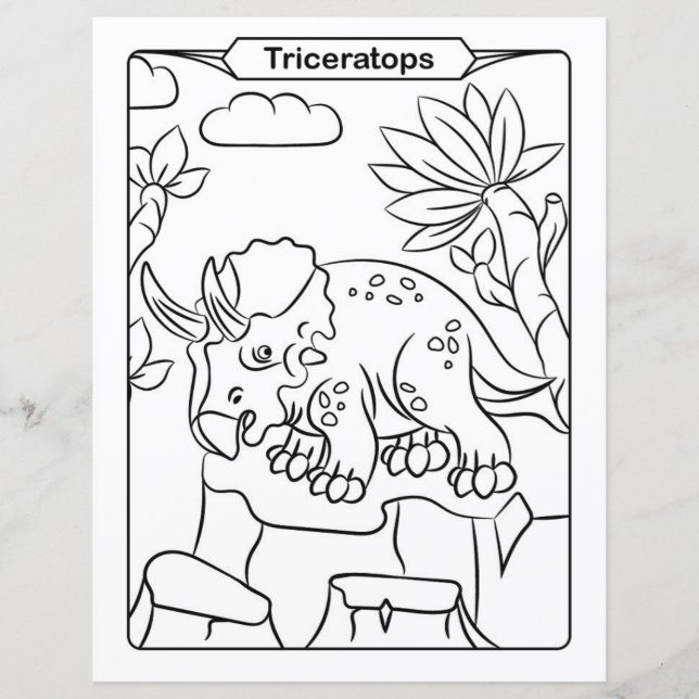 Dinosaur Coloring Page - Triceratops (Front)